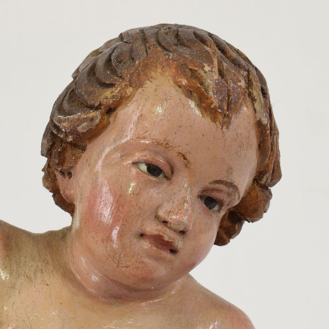 Small 18th Century Carved Baroque Spanish Baby Christ, Nino, Santo/ Angel 8