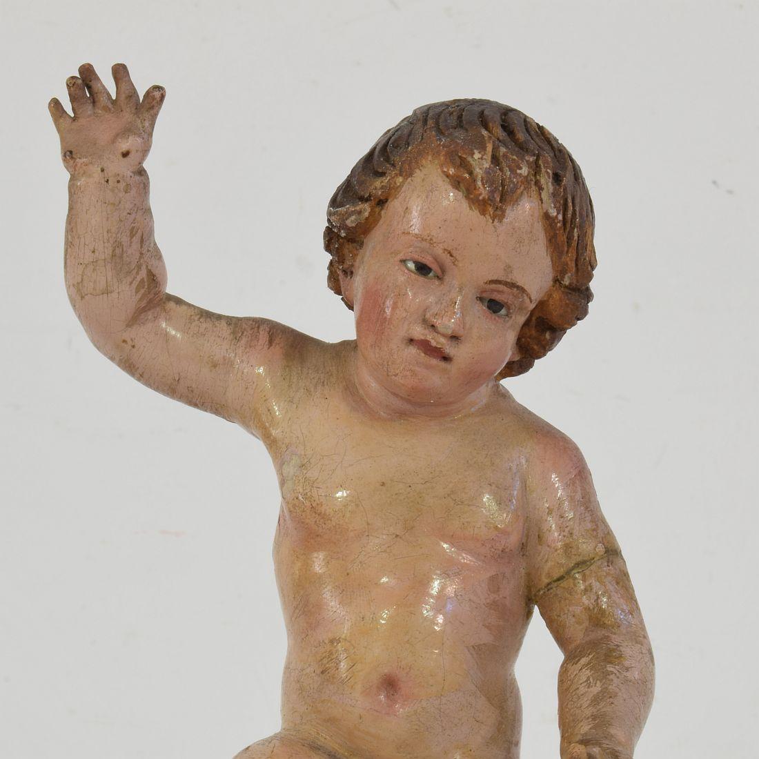 Small 18th Century Carved Baroque Spanish Baby Christ, Nino, Santo/ Angel 2