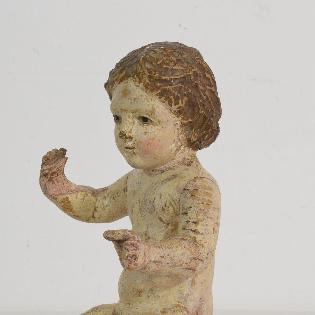 Small 18th Century Carved Baroque Spanish Baby Christ, Nino, Santo 1