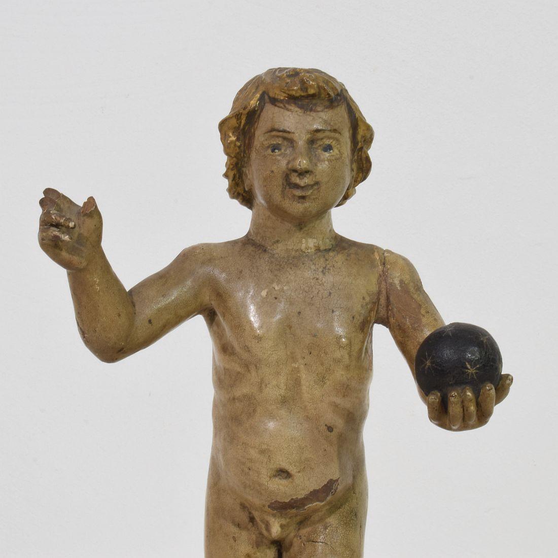 Small 18th Century Carved Baroque Spanish Baby Christ, Nino, Santo For Sale 2