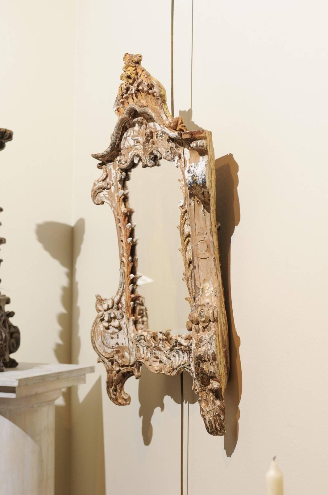 Small 18th Century Carved Wood Venetian Mirror 1