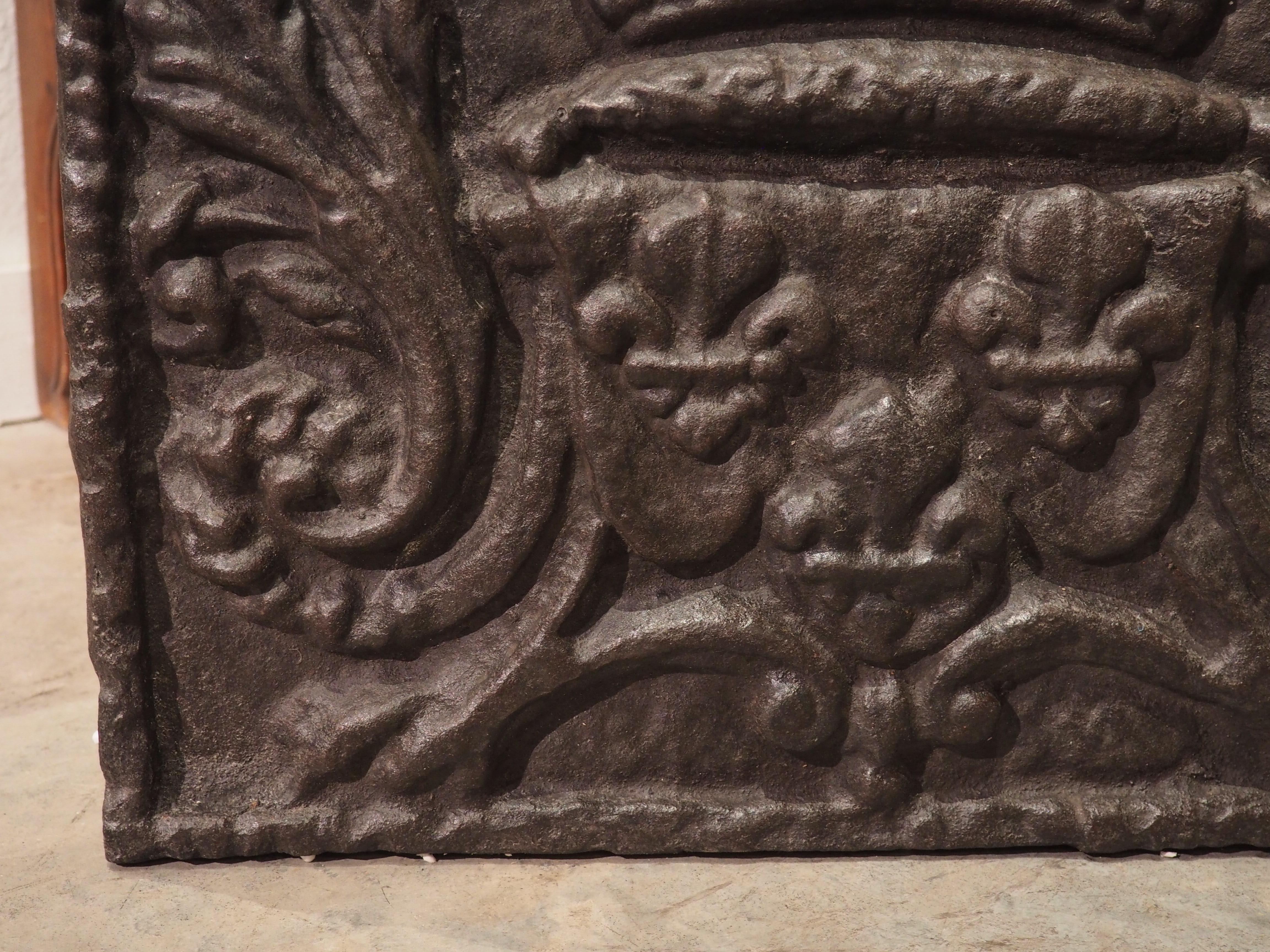 French Small 18th Century Cast Iron Fireback, The Coat of Arms of France