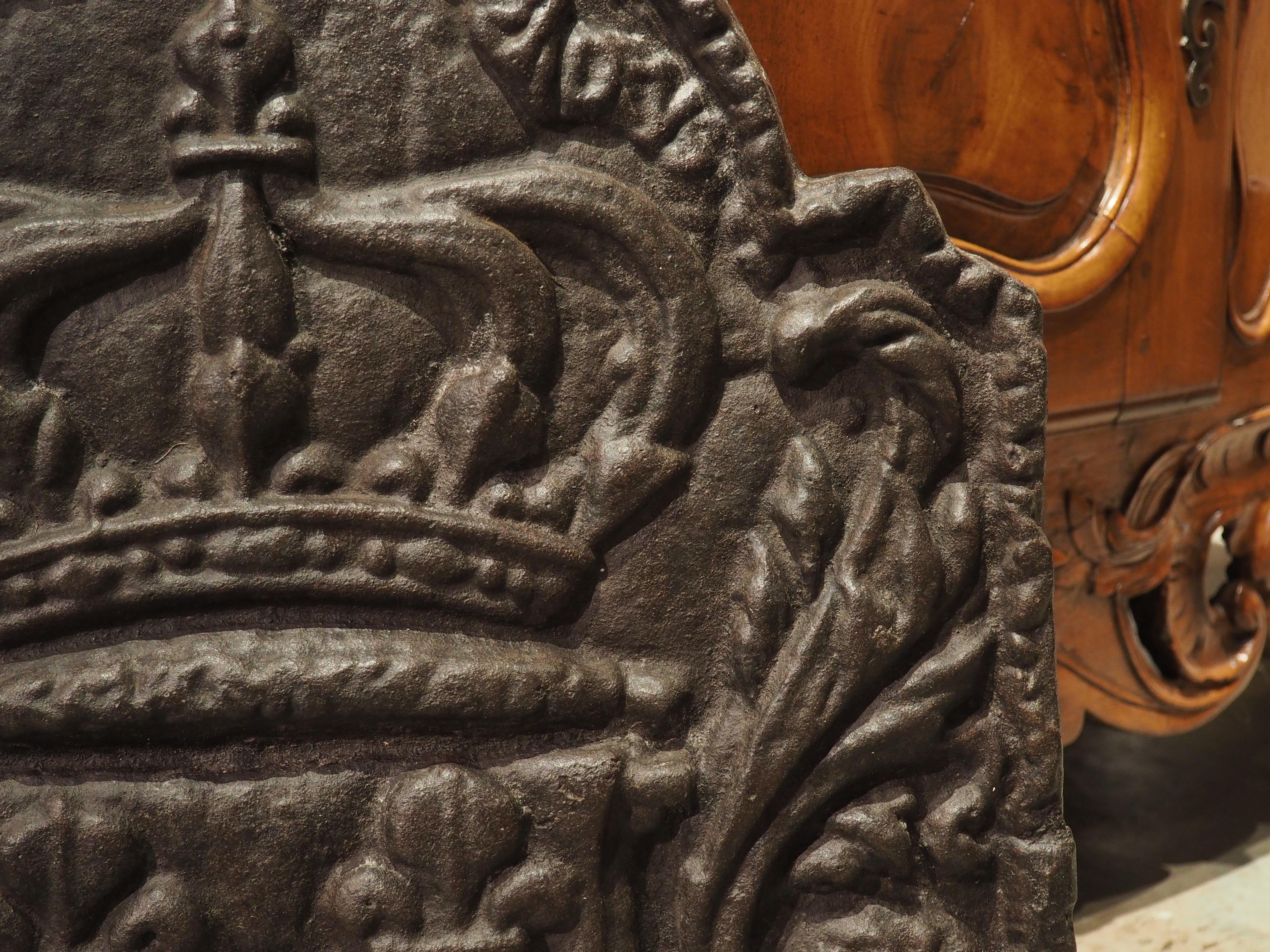 18th Century and Earlier Small 18th Century Cast Iron Fireback, The Coat of Arms of France