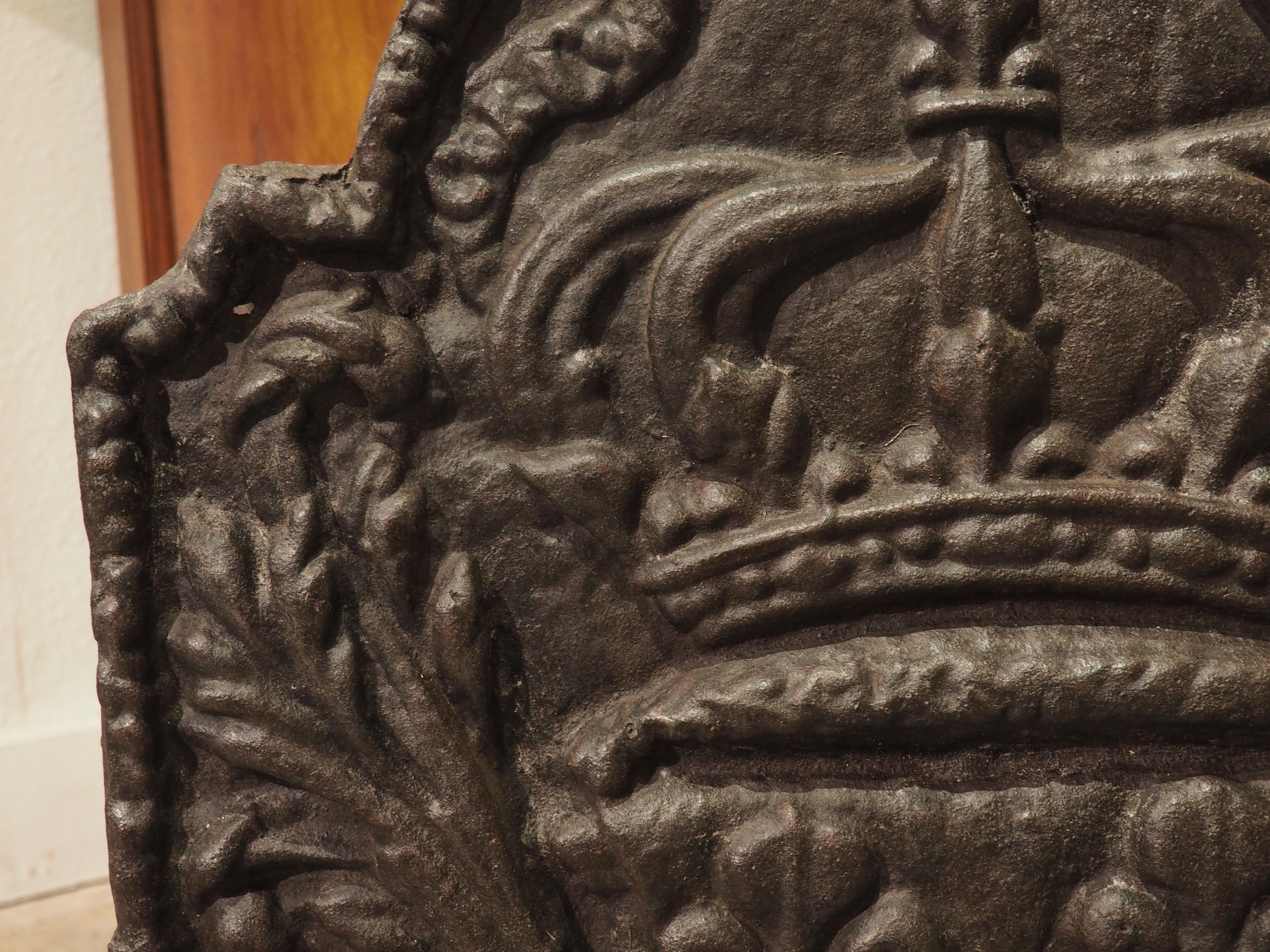Small 18th Century Cast Iron Fireback, The Coat of Arms of France 1