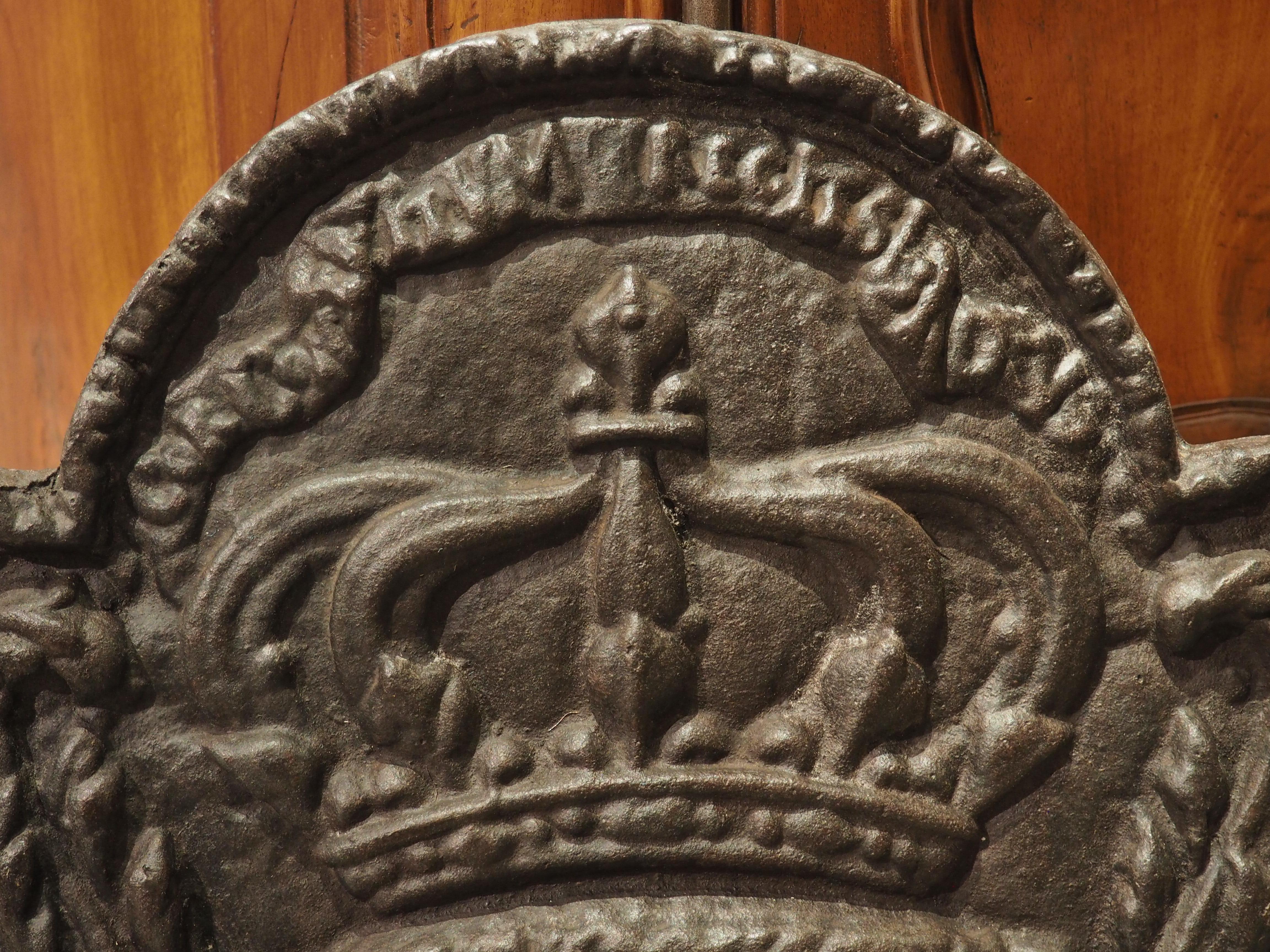 Small 18th Century Cast Iron Fireback, The Coat of Arms of France 2