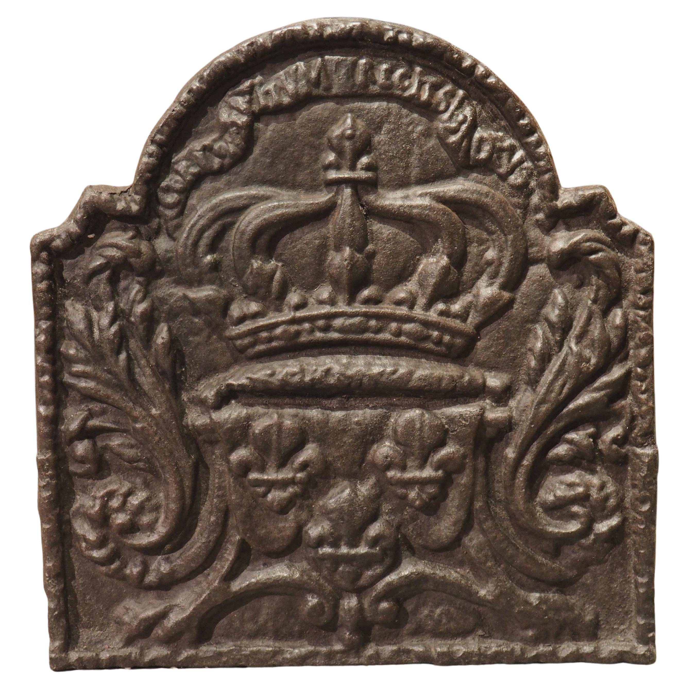 Small 18th Century Cast Iron Fireback, The Coat of Arms of France