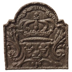 Small 18th Century Cast Iron Fireback, The Coat of Arms of France