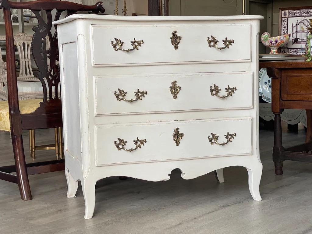 French Small 18TH CENTURY Creme-Peinte FRENCH WALNUT Chest Commode