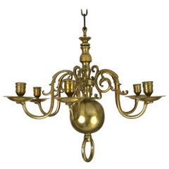 Small 18th Century Dutch Brass Six-Light Chandelier