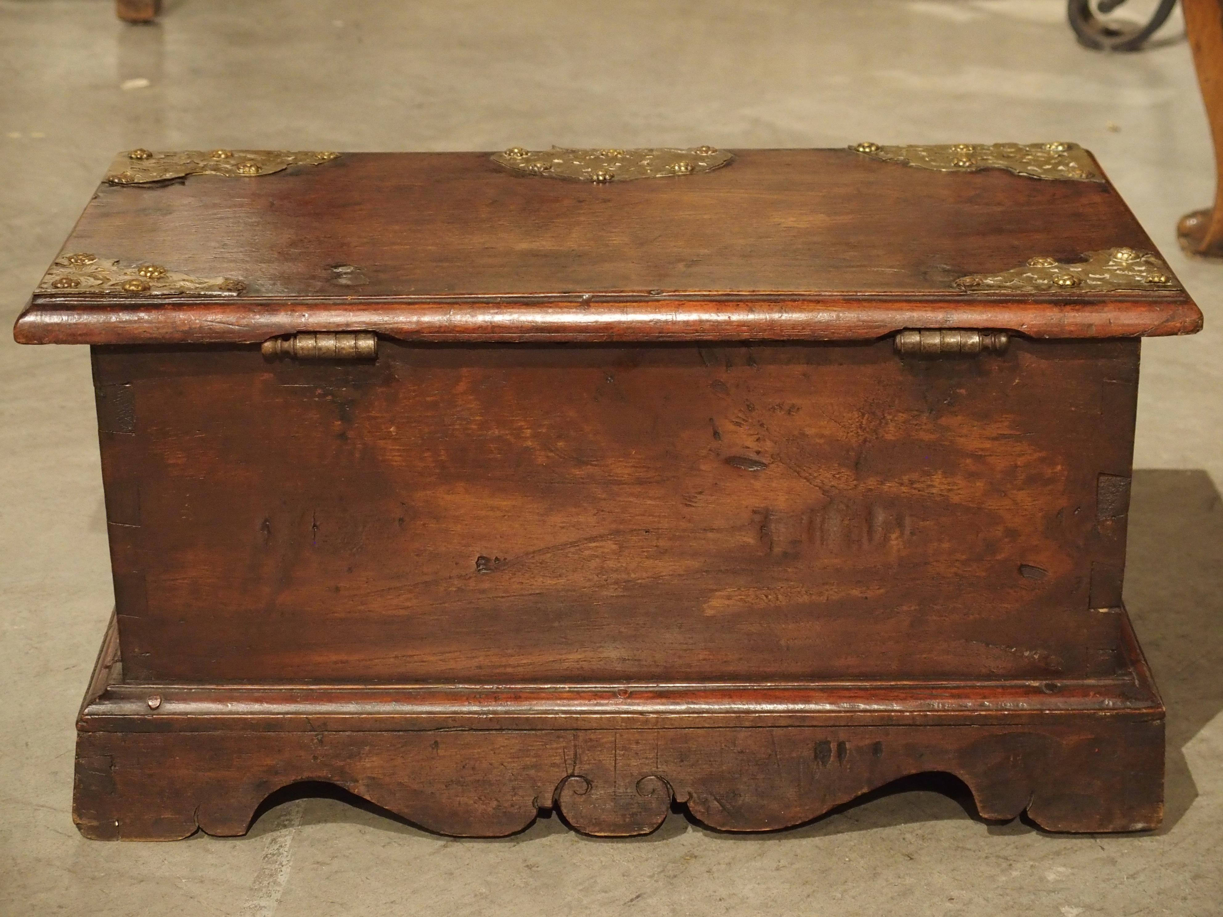 Small 18th Century Dutch Colonial Documents Trunk with Brass Mounts 2
