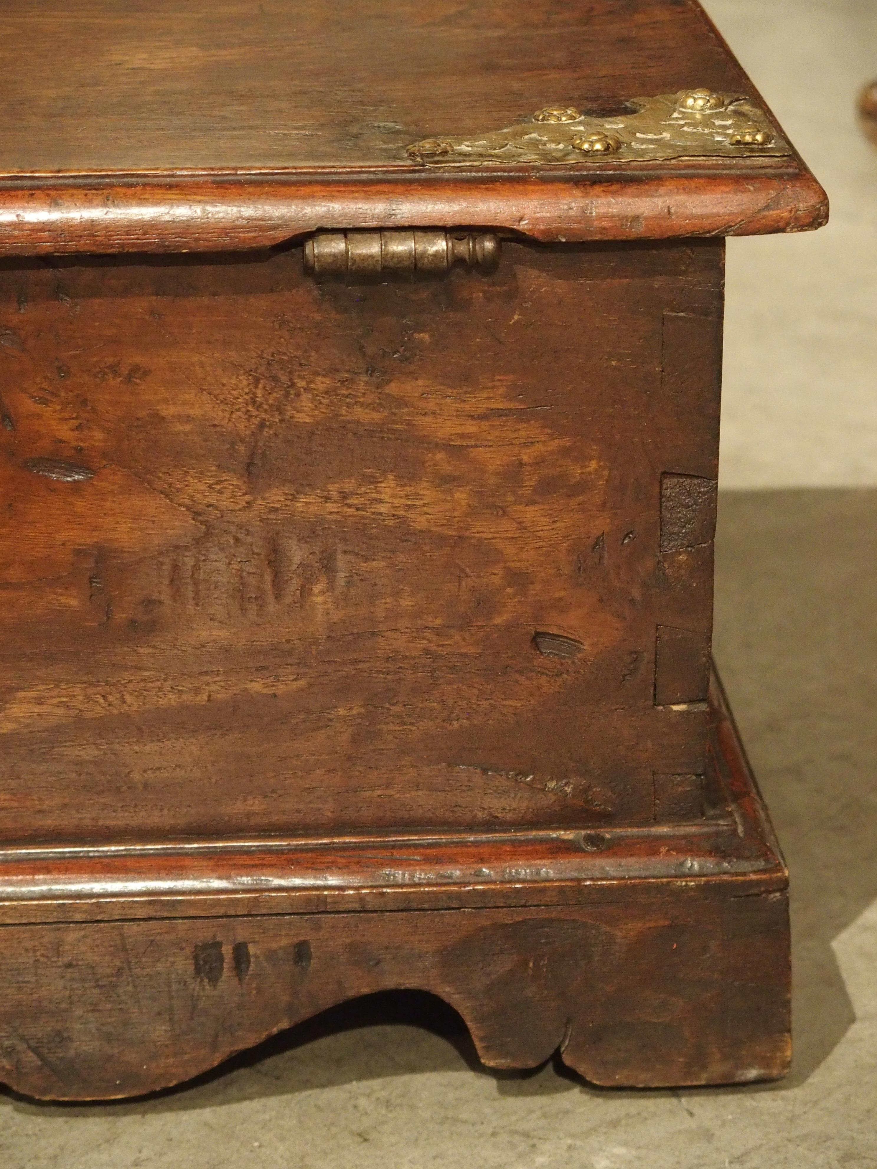 Small 18th Century Dutch Colonial Documents Trunk with Brass Mounts 3
