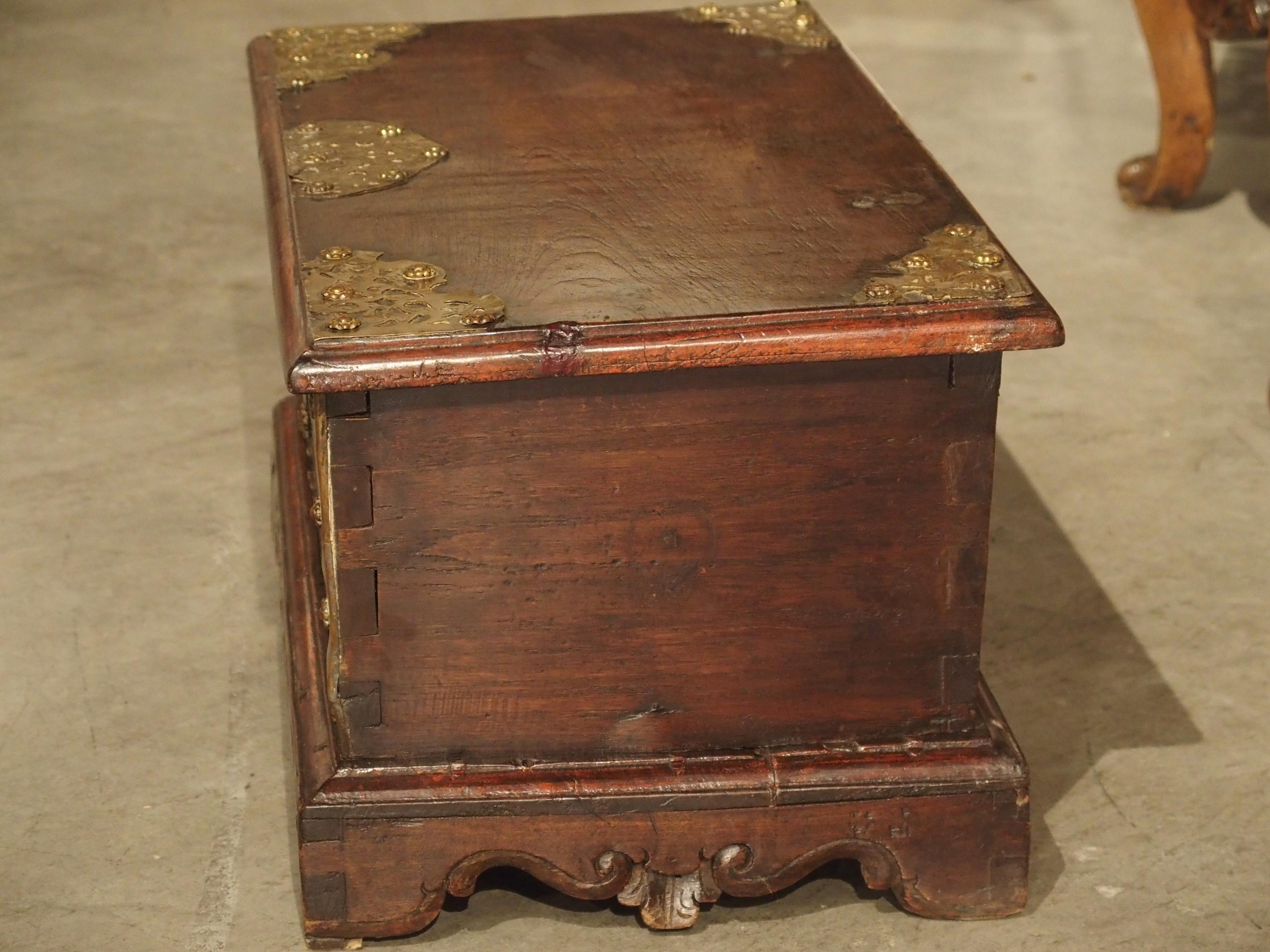 Small 18th Century Dutch Colonial Documents Trunk with Brass Mounts 4