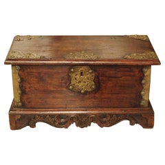 Small 18th Century Dutch Colonial Documents Trunk with Brass Mounts