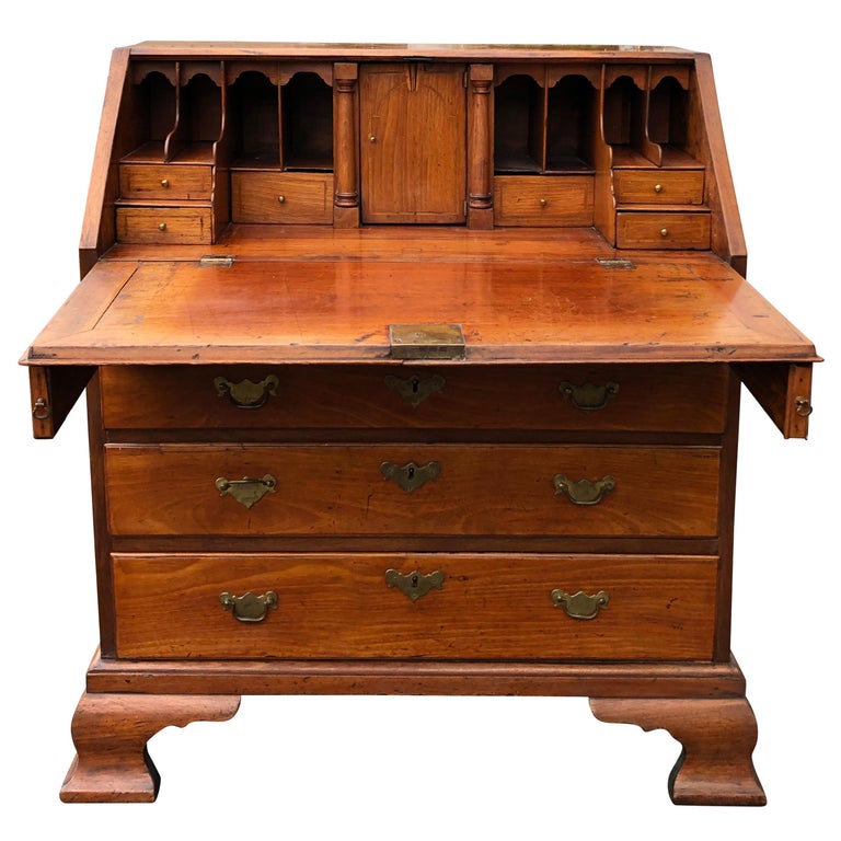 Small 18th Century English Bureau Desk Mahogany Slant Drop