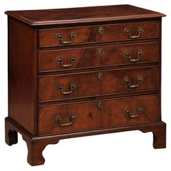 Antique Small 18th Century English Mahogany Bachelor’s Chest with 4 Drawers and Bracket