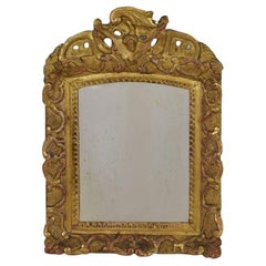 Small 18th Century French Baroque Giltwood Mirror