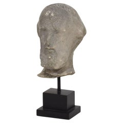 Small 18th Century French Carved Stone Baroque Head Of A Saint