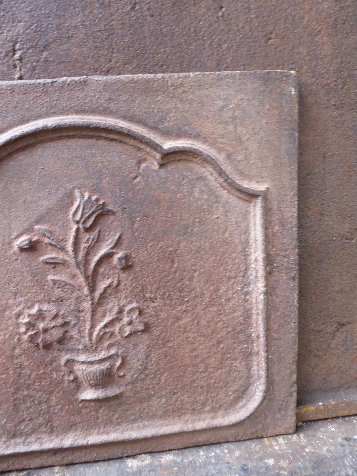 Cast Small 18th Century French 'Flower Basket' Fireback