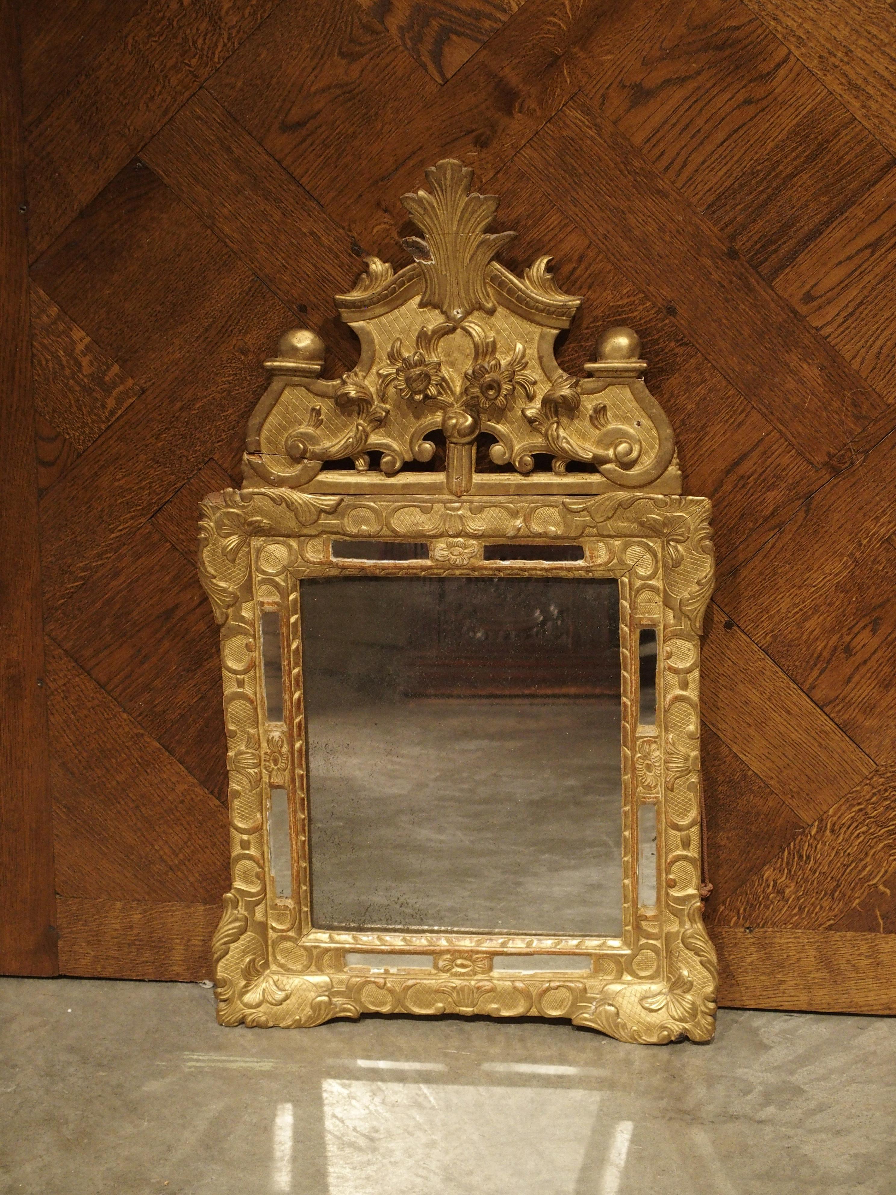 Small 18th Century French Giltwood Mirror “a Parcloses” from Provence 9