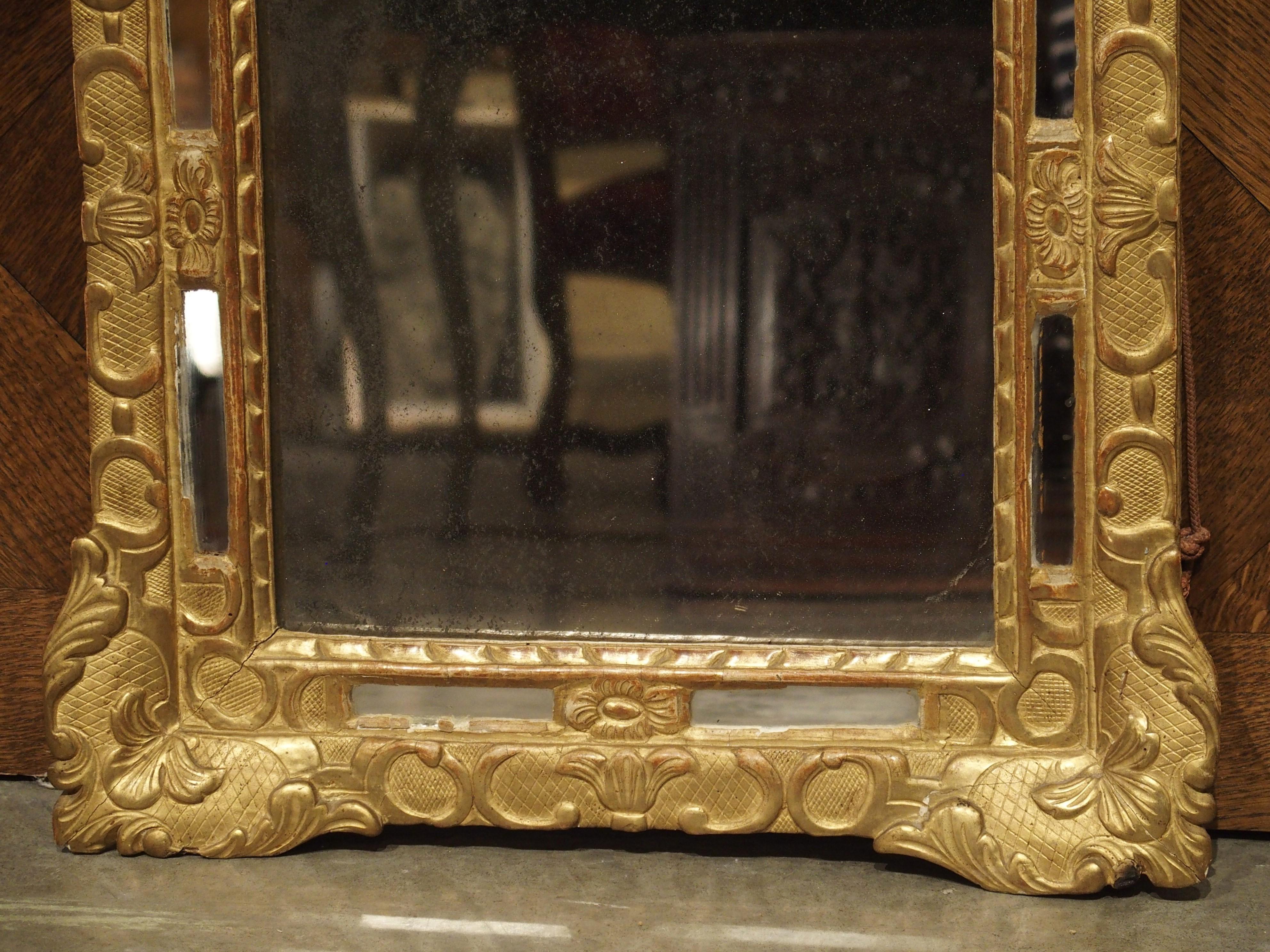 Glass Small 18th Century French Giltwood Mirror “a Parcloses” from Provence