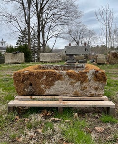Small 18th Century French Hand-Carved Limestone Trough with Moss