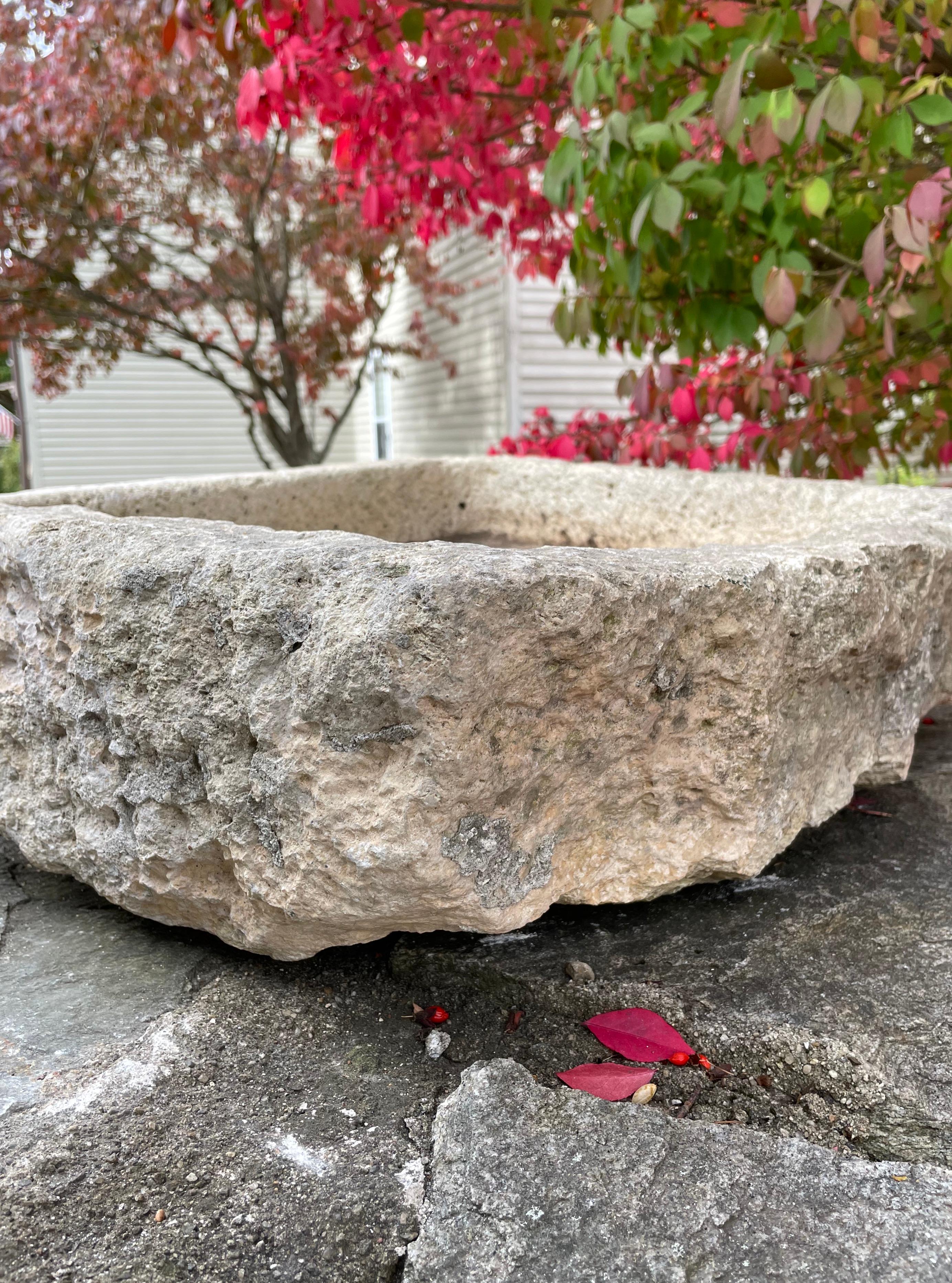 Small 18th Century French Hand-Carved Trough/Sink For Sale 1