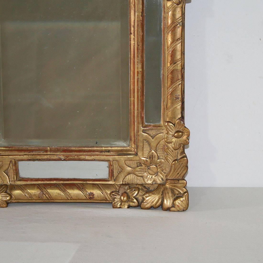 Small 18th Century French Louis XV Baroque Giltwood Mirror 1