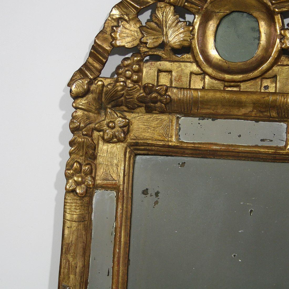 18th Century and Earlier Small 18th Century French Louis XV Baroque Giltwood Mirror