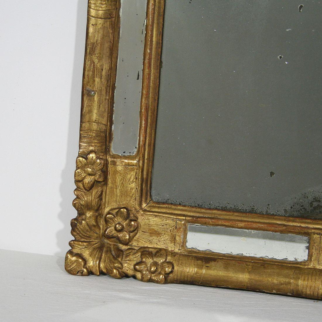 Wood Small 18th Century French Louis XV Baroque Giltwood Mirror