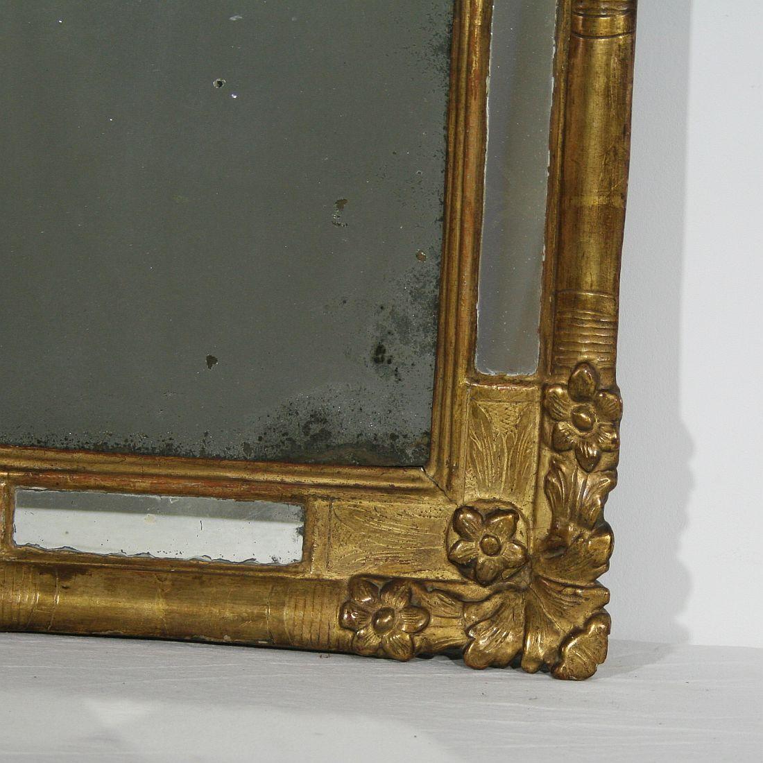 Small 18th Century French Louis XV Baroque Giltwood Mirror 1