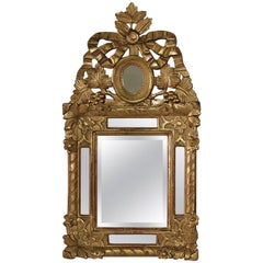 Small 18th Century French Louis XV Baroque Giltwood Mirror