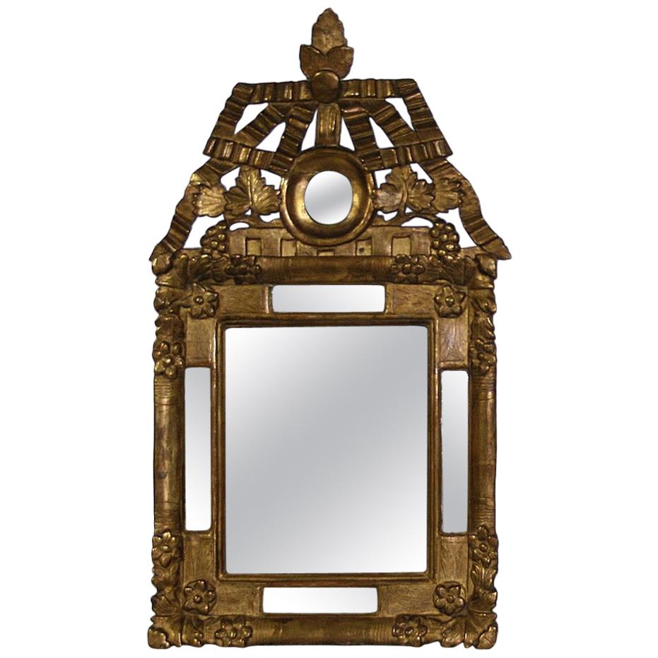 Small 18th Century French Louis XV Baroque Giltwood Mirror