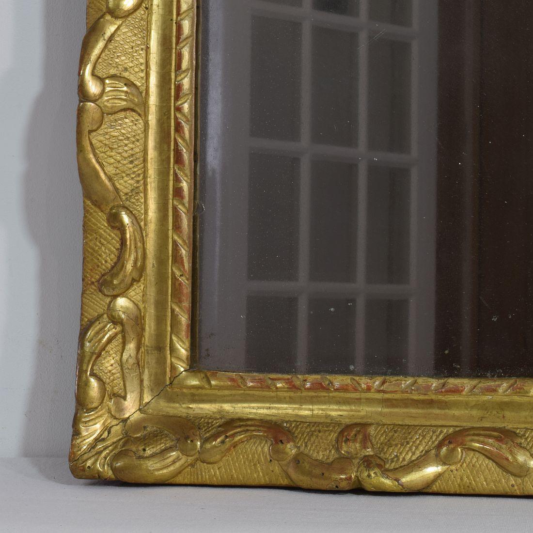 18th Century and Earlier Small 18th Century French Louis XV Giltwood Mirror