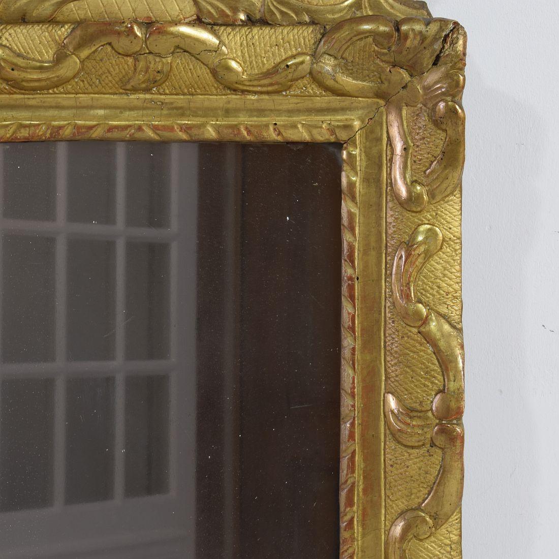 Wood Small 18th Century French Louis XV Giltwood Mirror