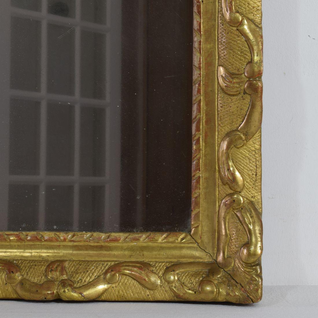 Small 18th Century French Louis XV Giltwood Mirror 1