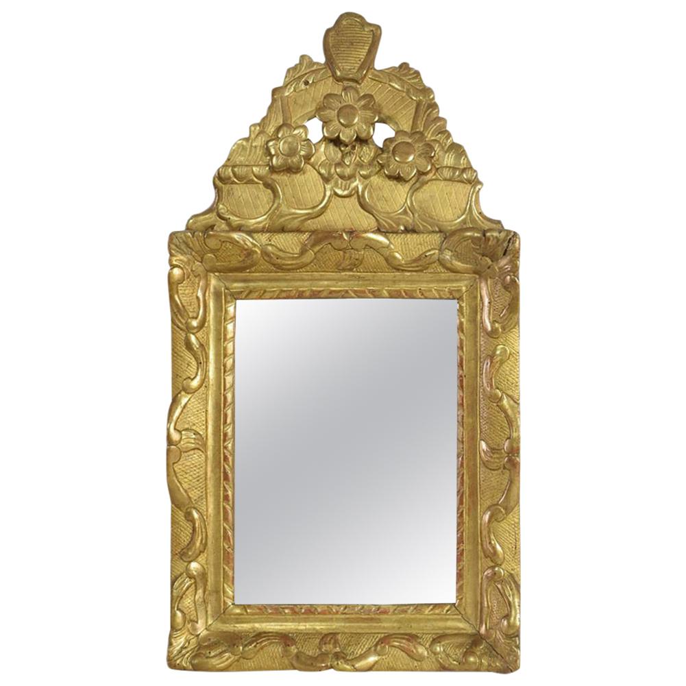 Small 18th Century French Louis XV Giltwood Mirror