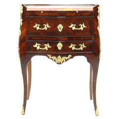 Antique Small 18th Century French Louis XV Parquetry Writing Commode or Sauteuse