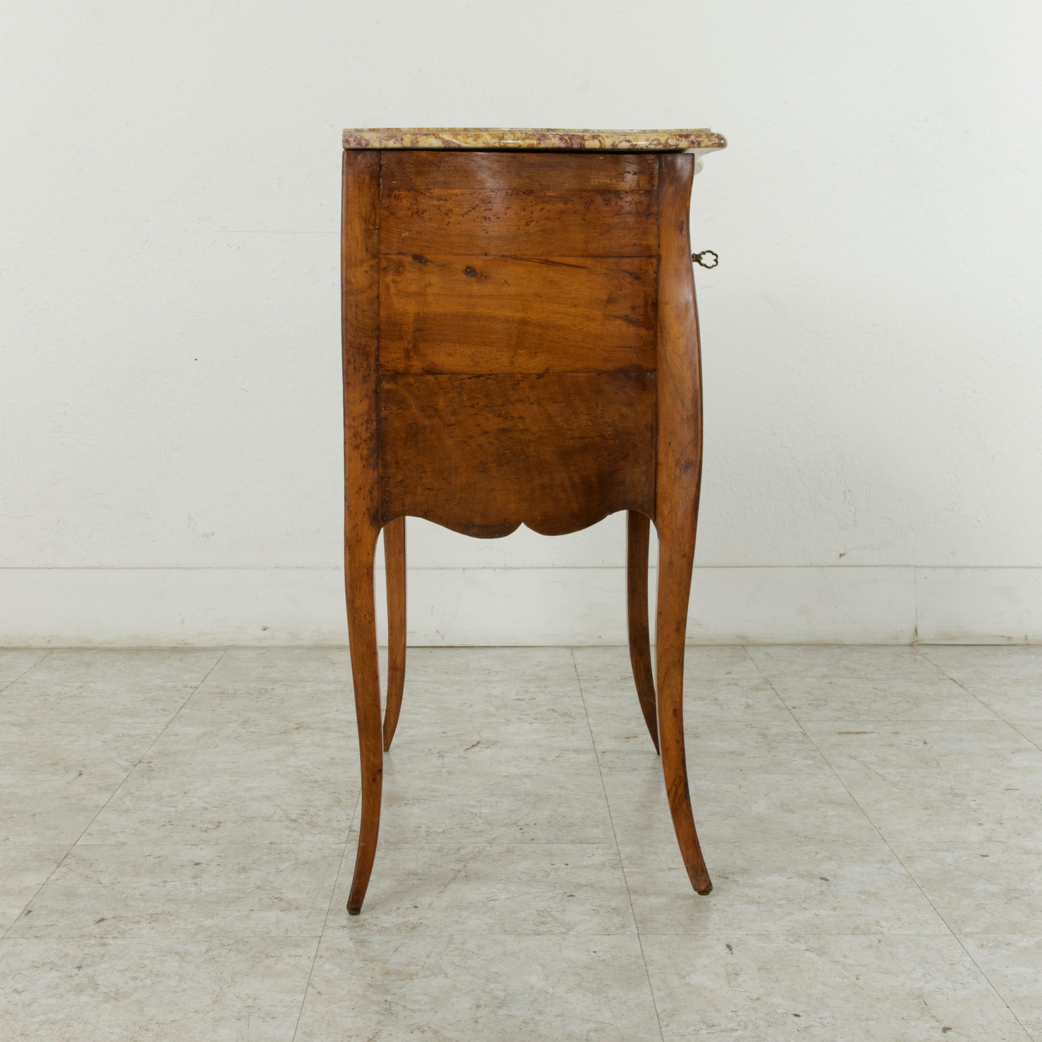 Small 18th Century French Louis XV Style Marquetry Commode or Chest, Marble-Top 2