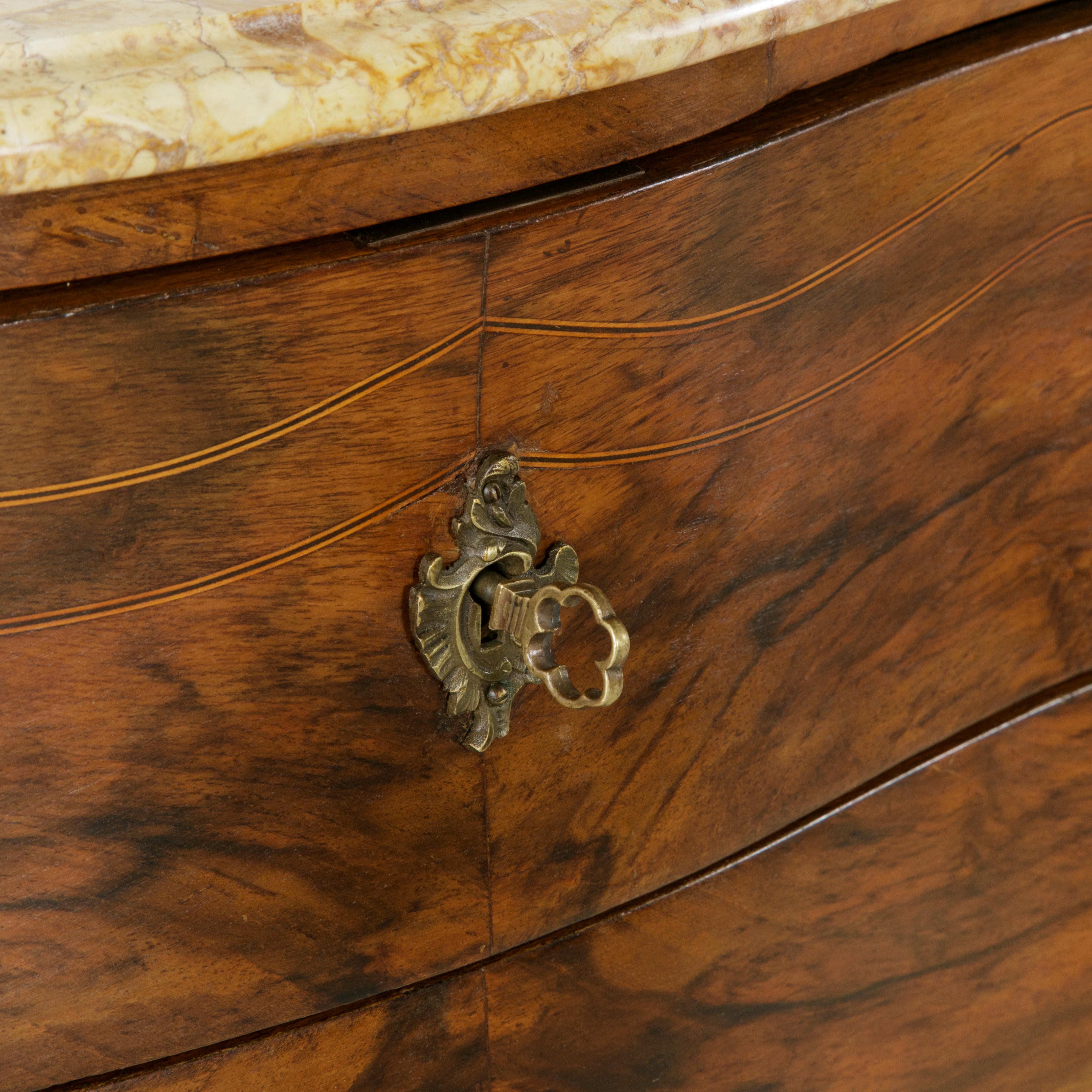 Small 18th Century French Louis XV Style Marquetry Commode or Chest, Marble-Top 4
