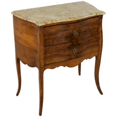Small 18th Century French Louis XV Style Marquetry Commode or Chest, Marble-Top