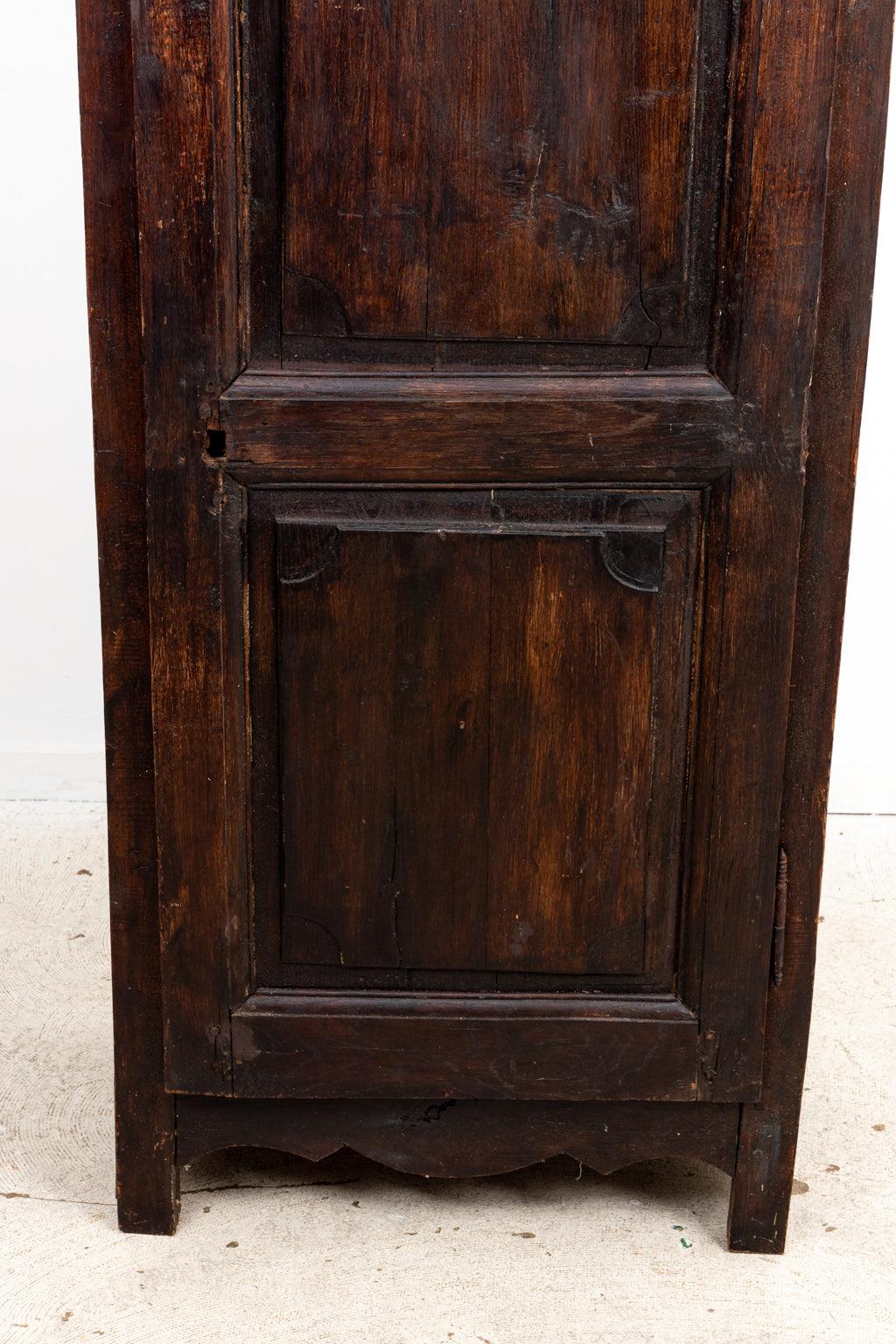 Small 18th century French oak cupboard. Please note of wear consistent with age.