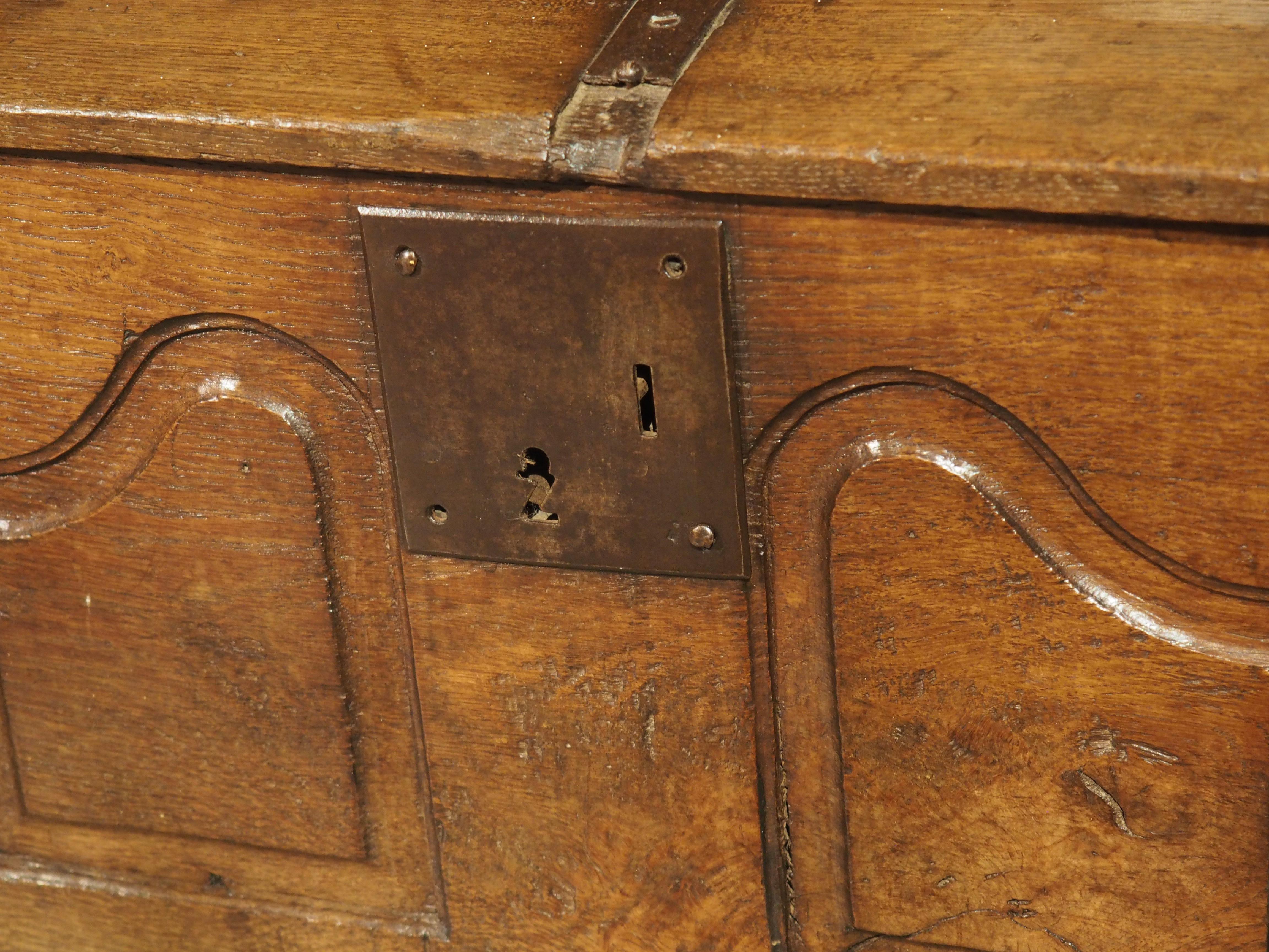 Metal Small 18th Century French Oak Trunk from Normandy