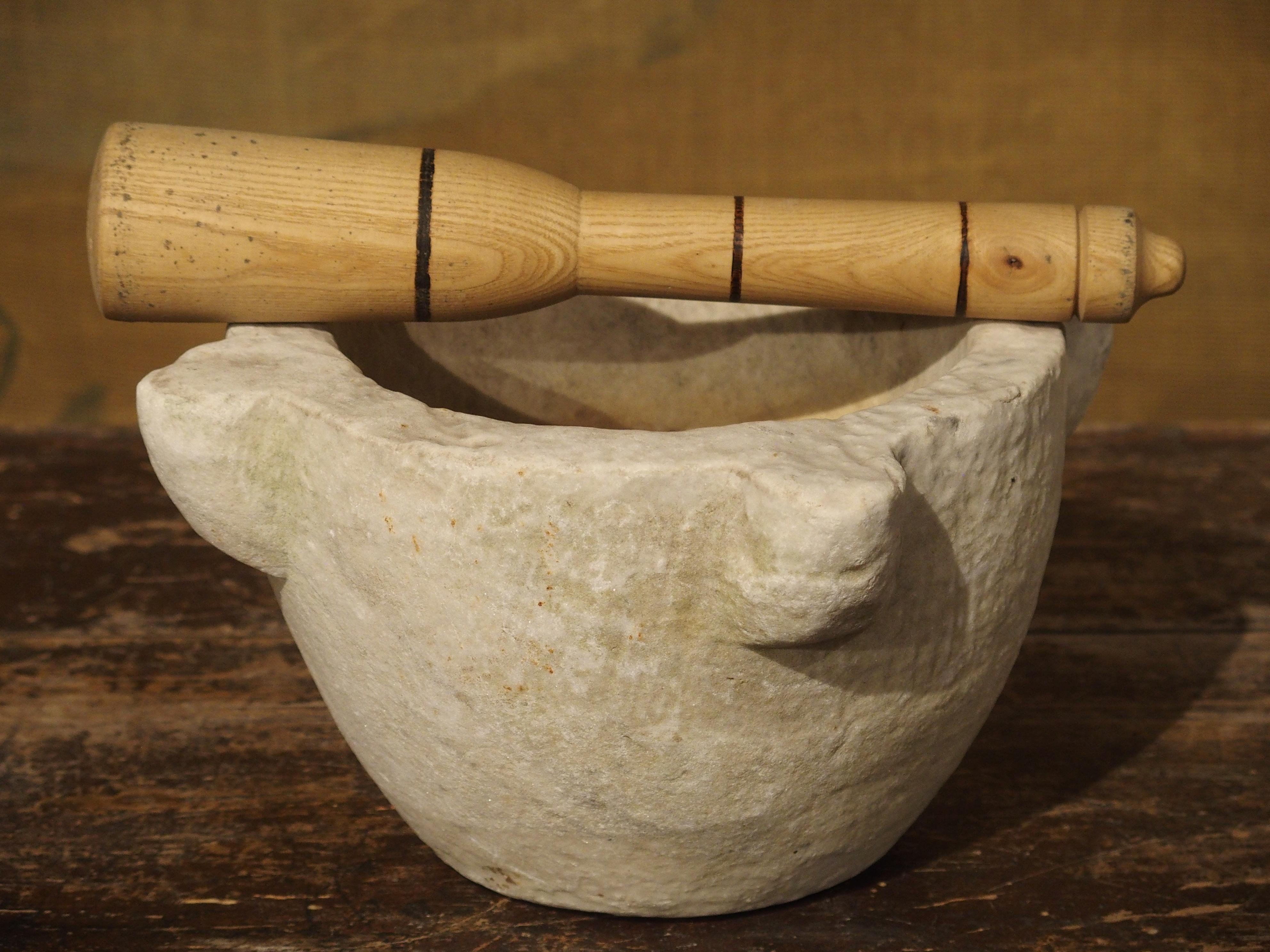 18th Century and Earlier Small 18th Century French White Marble Mortar and Pestle