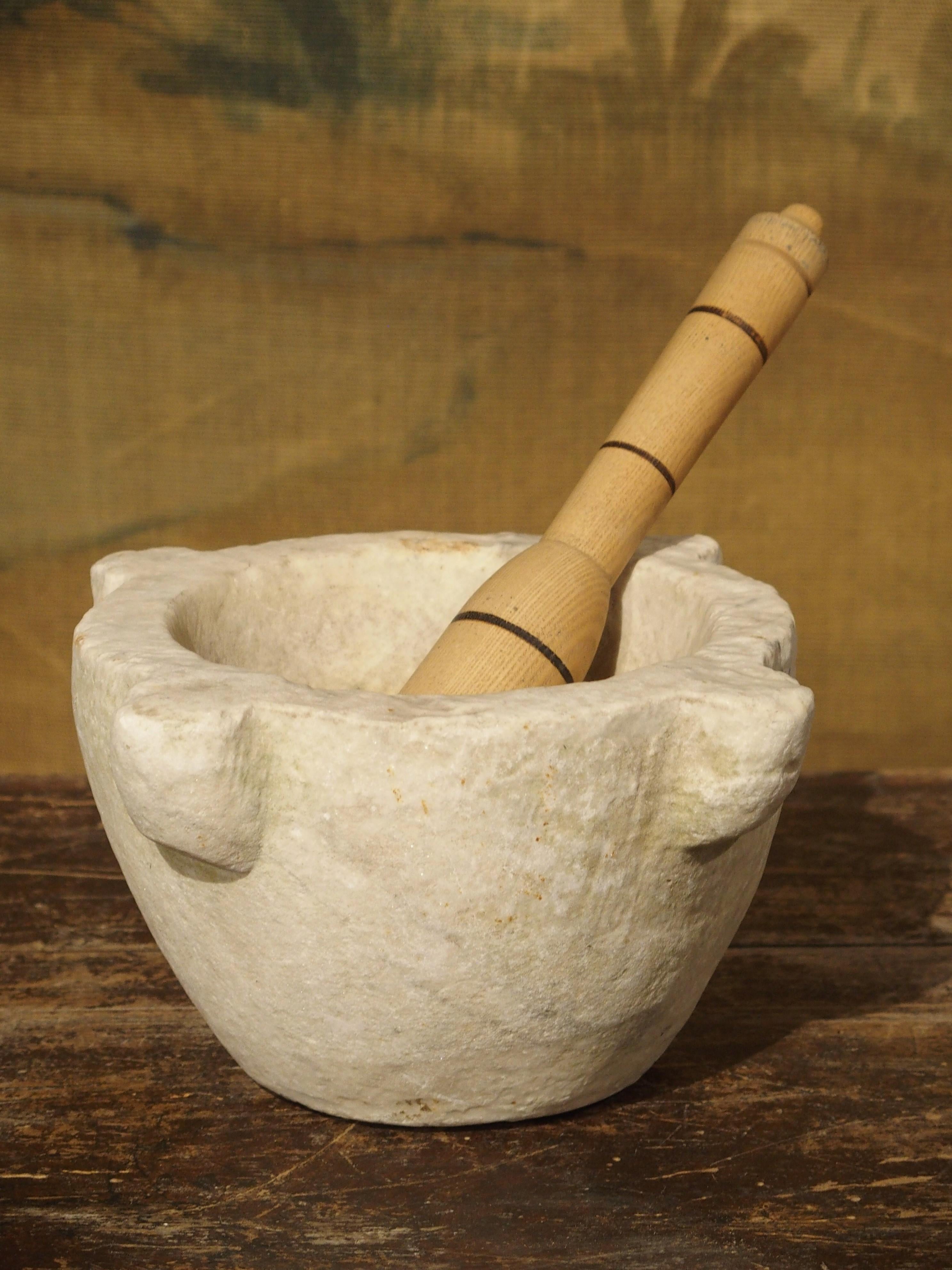 Small 18th Century French White Marble Mortar and Pestle 2