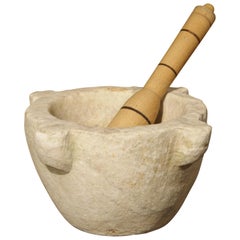 Small 18th Century French White Marble Mortar and Pestle