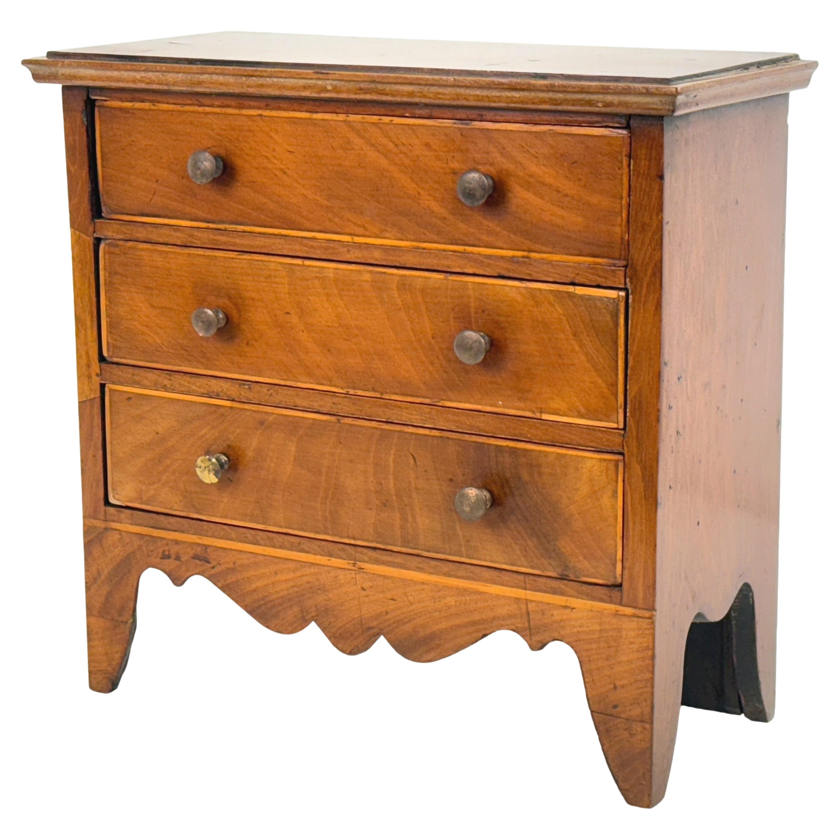 Small 18th Century Georgian Mahogany Miniature Chest of Drawers