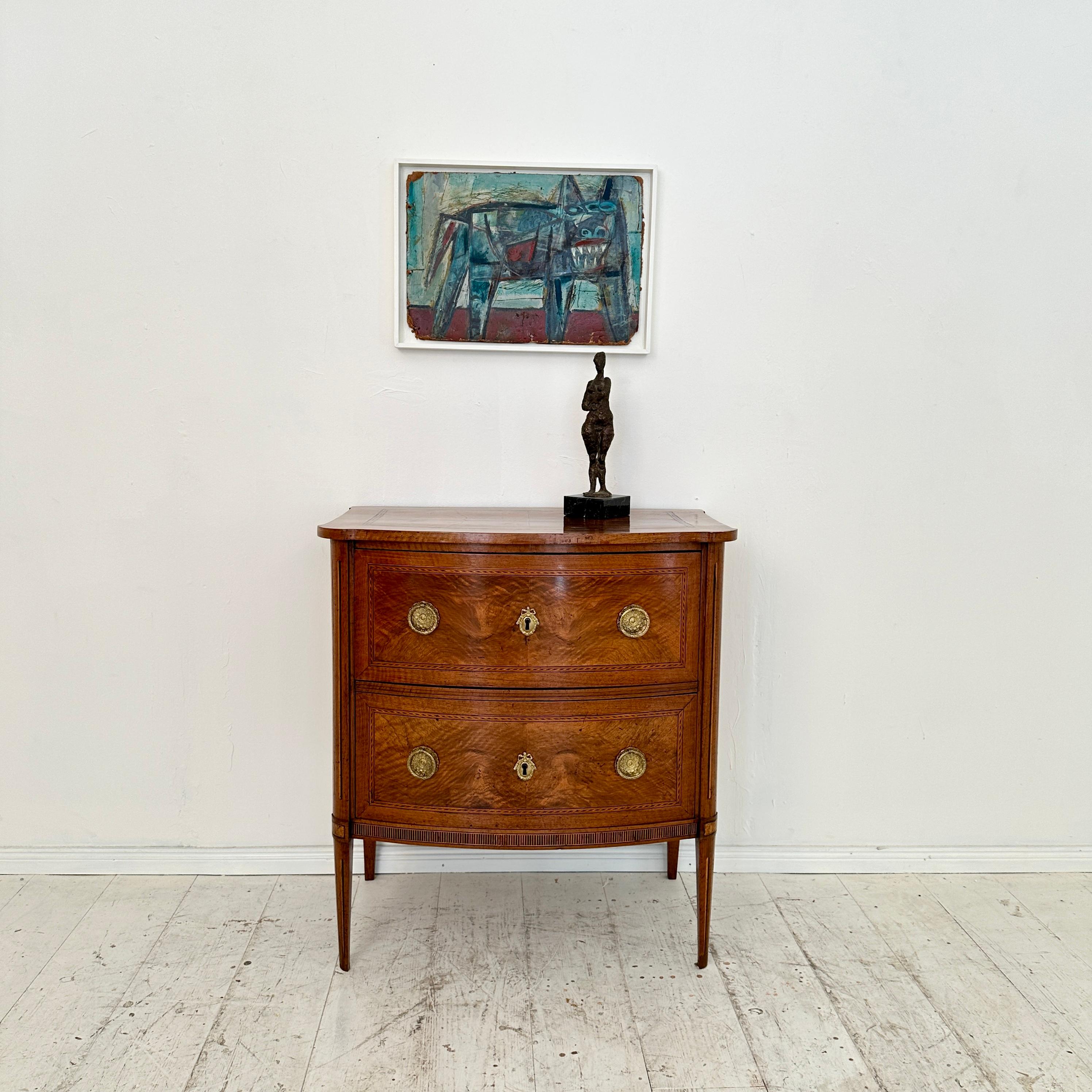 Louis XVI Small 18th Century German Louis Seize Commode in Walnut with 2 Drawers, 1790 For Sale