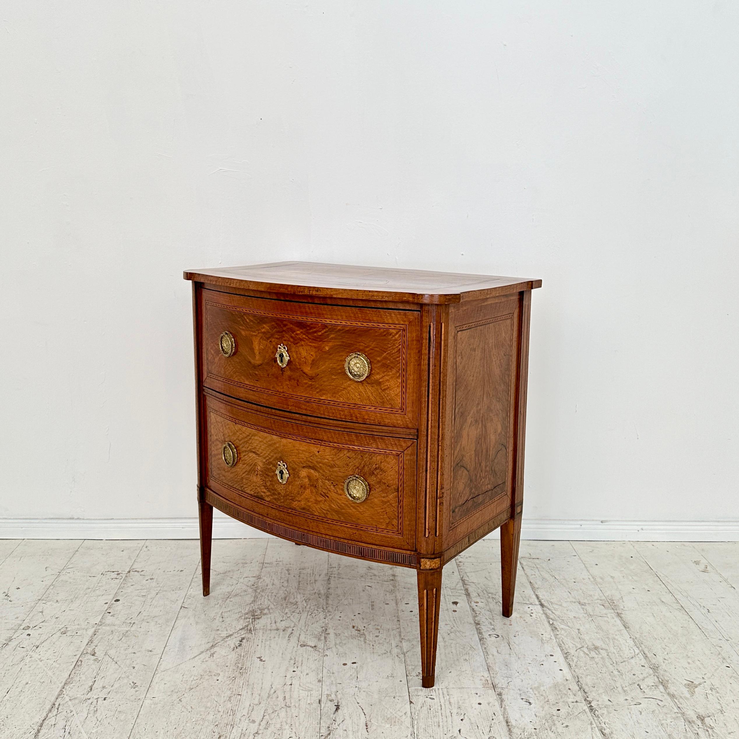 Late 18th Century Small 18th Century German Louis Seize Commode in Walnut with 2 Drawers, 1790 For Sale