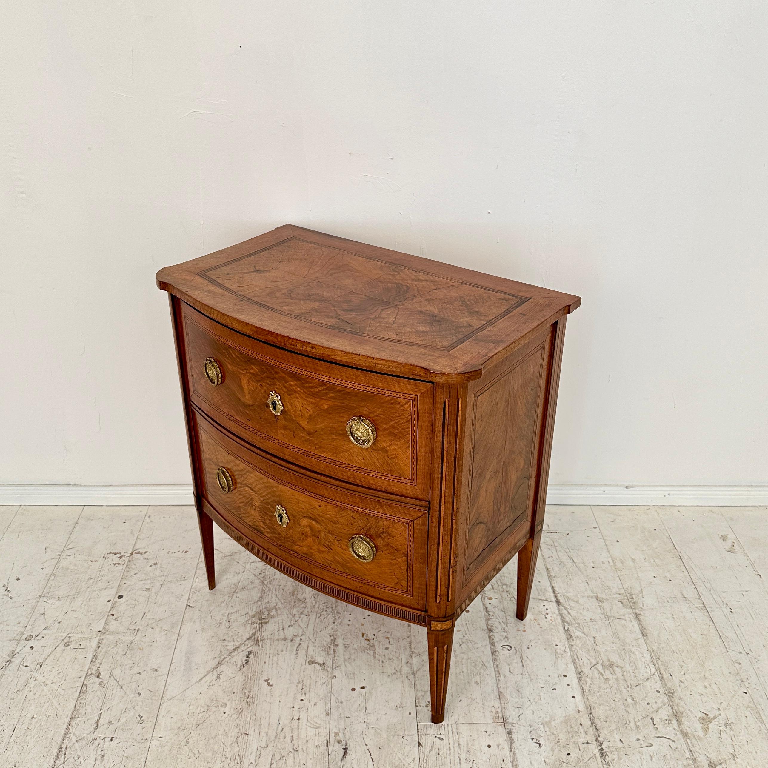 Cherry Small 18th Century German Louis Seize Commode in Walnut with 2 Drawers, 1790 For Sale