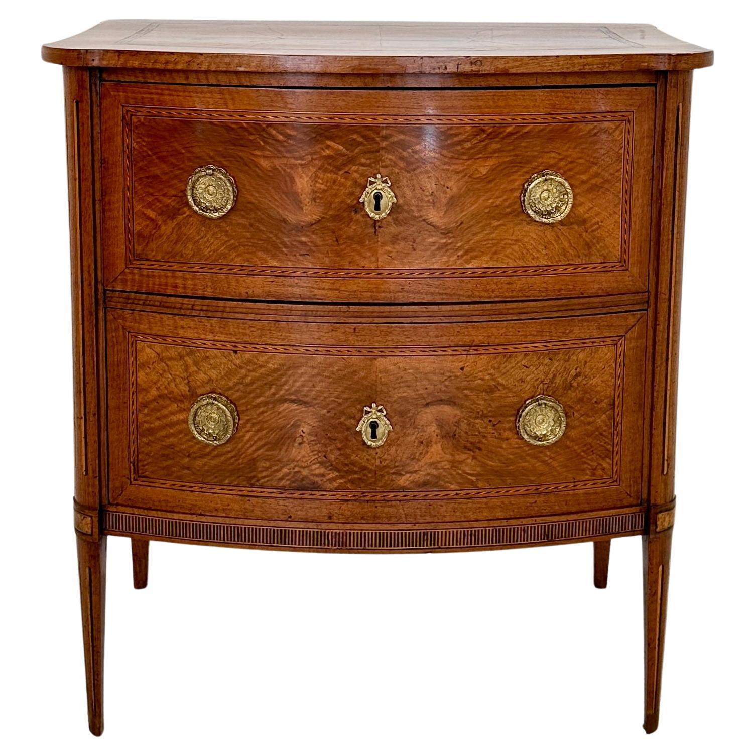 Small 18th Century German Louis Seize Commode in Walnut with 2 Drawers, 1790 For Sale